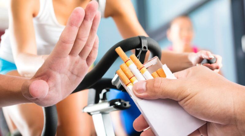 quitting the cigarette and exercising on a stationary bike